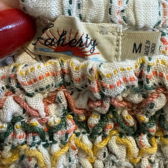 Faherty 100% Linen Lola Windowpane Smocked Puff Sleeve Mini Dress - Picture 8 of 9